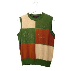 Enzoro Valentino Sweater Vest Tweety Bird Sylvester Embroidered Color Block